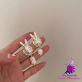 Cute Pearl Bunny Baroque Pearl Earrings