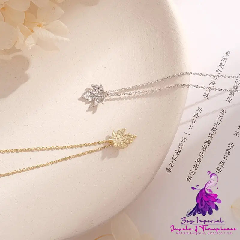 Maple Leaf Necklace Women’s 925 Silver Ins Simple Pendant