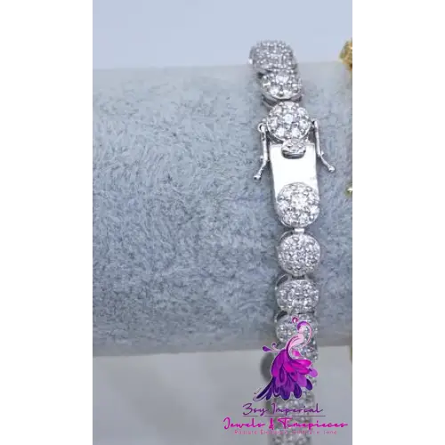 Hip Hop 925 Silver Tennis Chain Moissanite Bracelet