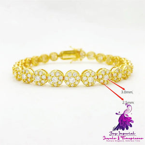 Hip Hop 925 Silver Tennis Chain Moissanite Bracelet