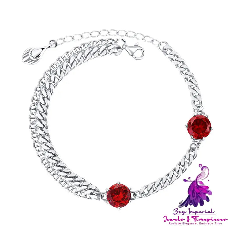 Double Layer Zircon Chain Bracelet