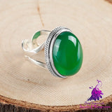 Thai Silver Green Chalcedony Ring