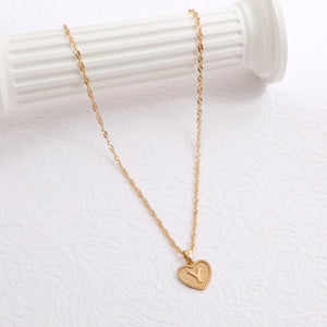 Peach Heart Letter Necklace