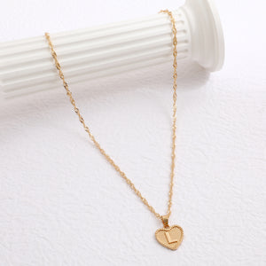 Peach Heart Letter Necklace