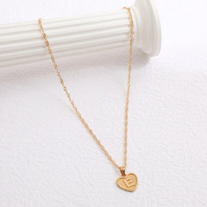 Peach Heart Letter Necklace