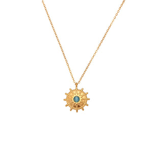 Sun Wheel Pendant Stainless Steel Necklace