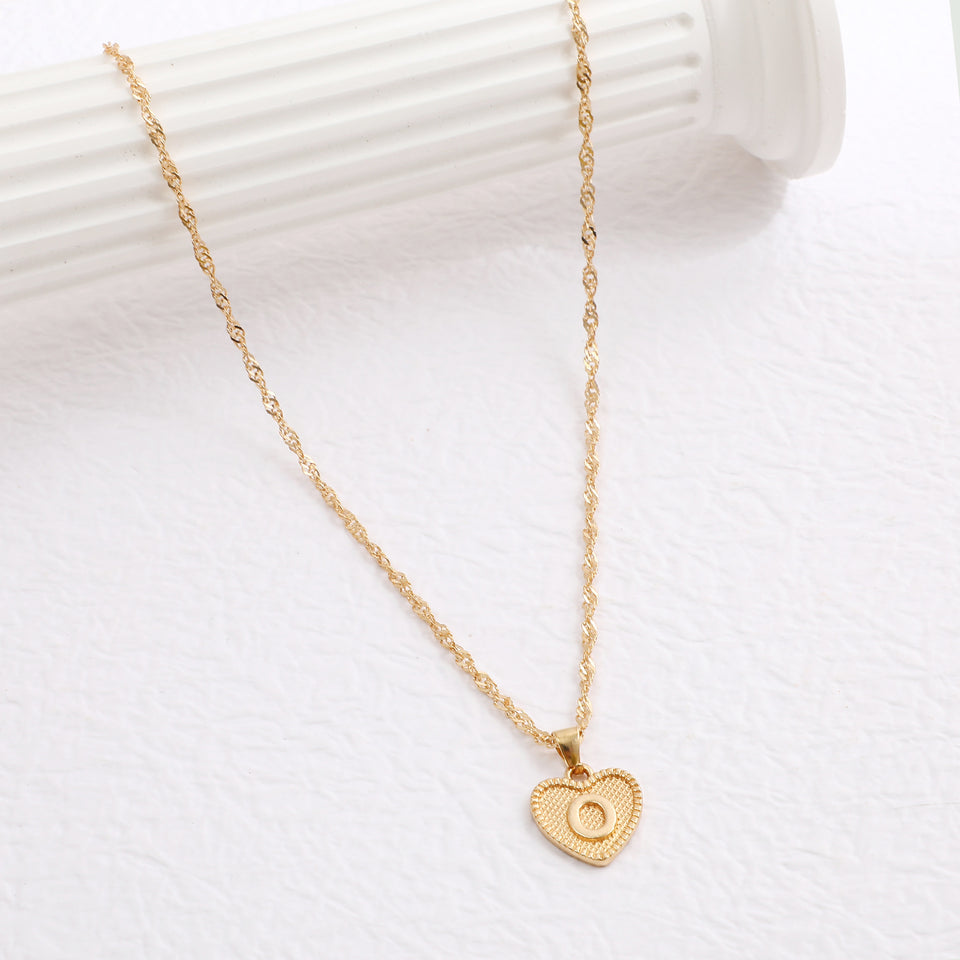 Peach Heart Letter Necklace