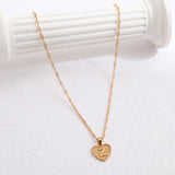 Peach Heart Letter Necklace