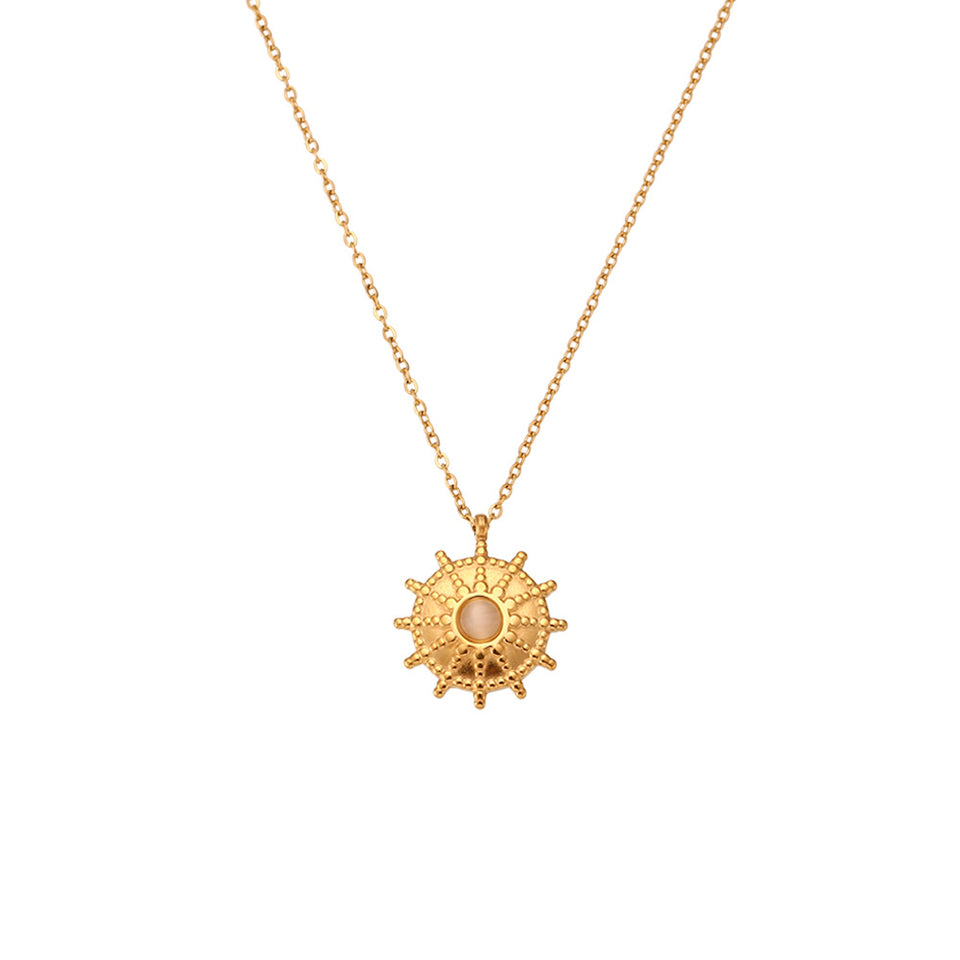 Sun Wheel Pendant Stainless Steel Necklace