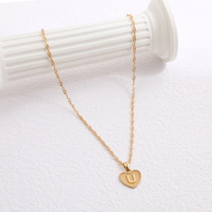 Peach Heart Letter Necklace