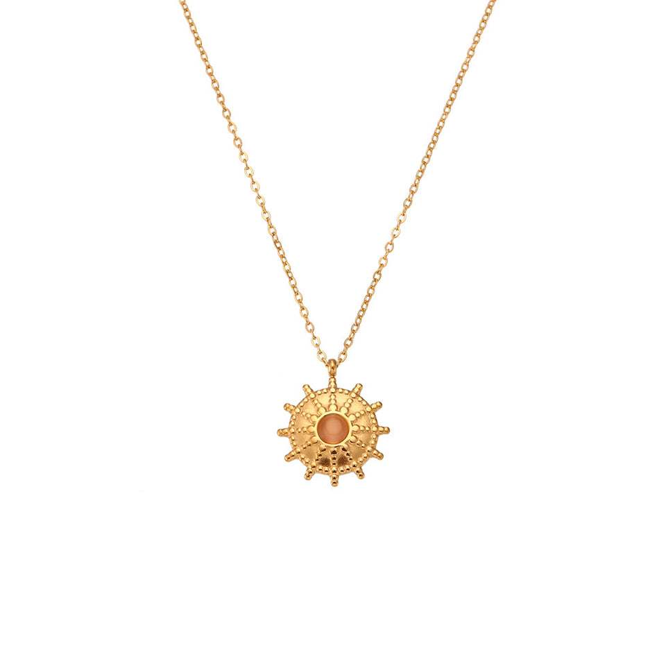 Sun Wheel Pendant Stainless Steel Necklace