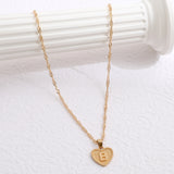 Peach Heart Letter Necklace