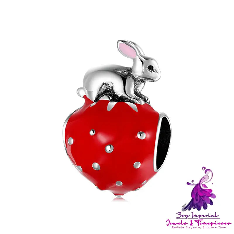 Strawberry Rabbit Ice Cream Beads Pendant