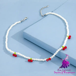 Elegant And Simple Pearl Cherry Short Necklace