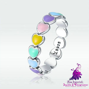 Rainbow Heart Ring Earring Accessorizing Set