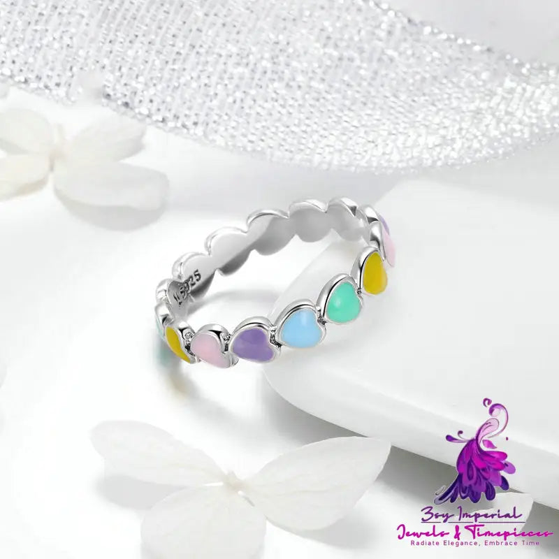 Rainbow Heart Ring Earring Accessorizing Set