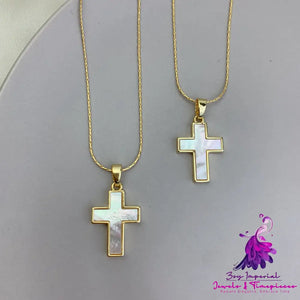 White Fritillaria Cross Necklace Accessory