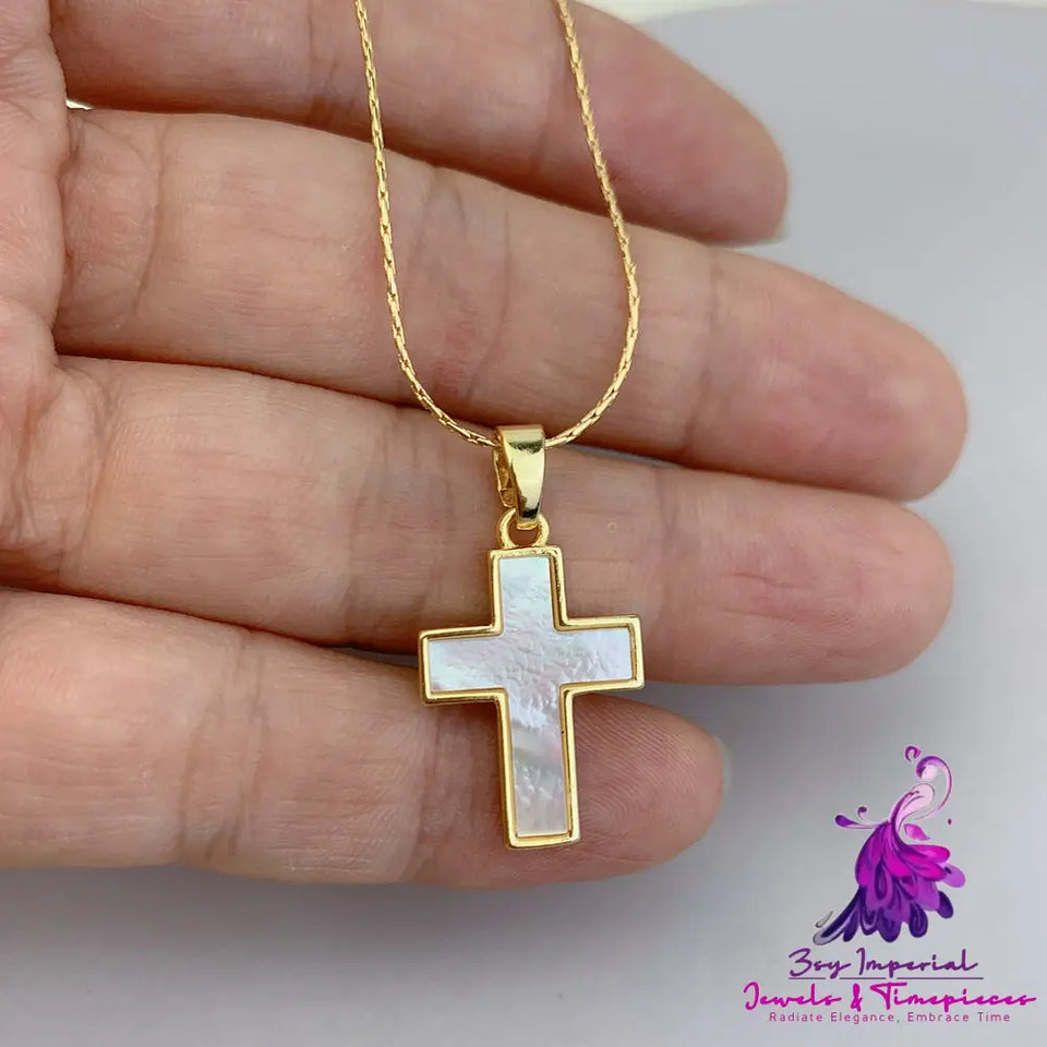 White Fritillaria Cross Necklace Accessory