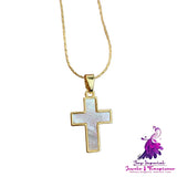 White Fritillaria Cross Necklace Accessory