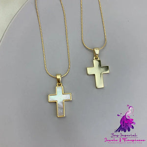 White Fritillaria Cross Necklace Accessory