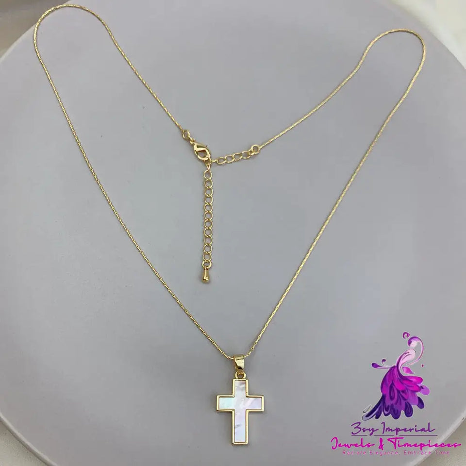 White Fritillaria Cross Necklace Accessory