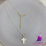 White Fritillaria Cross Necklace Accessory