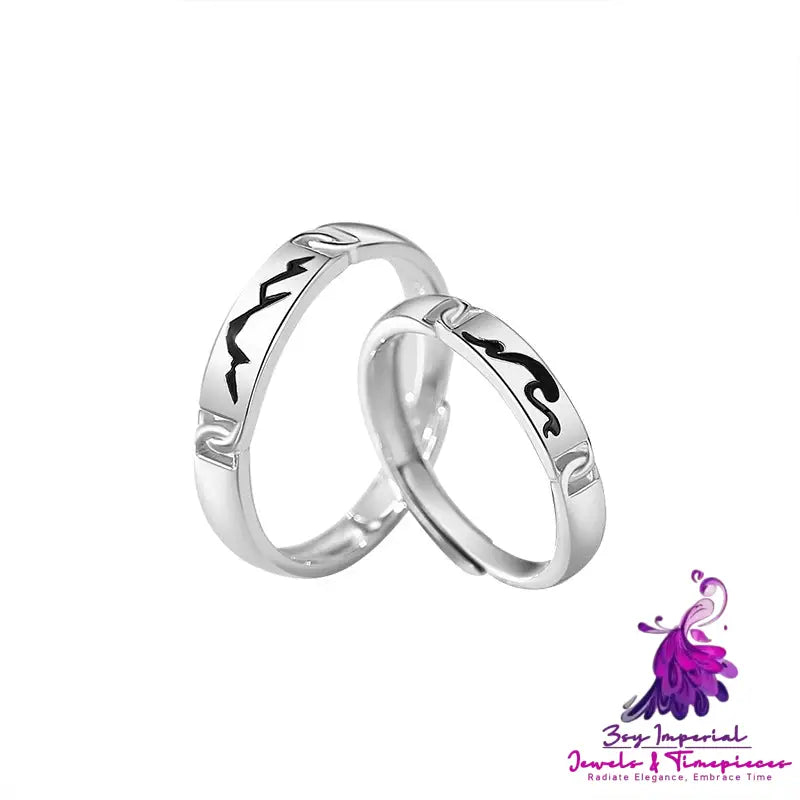 Original Mountain And Sea Accompanied Couples Ring