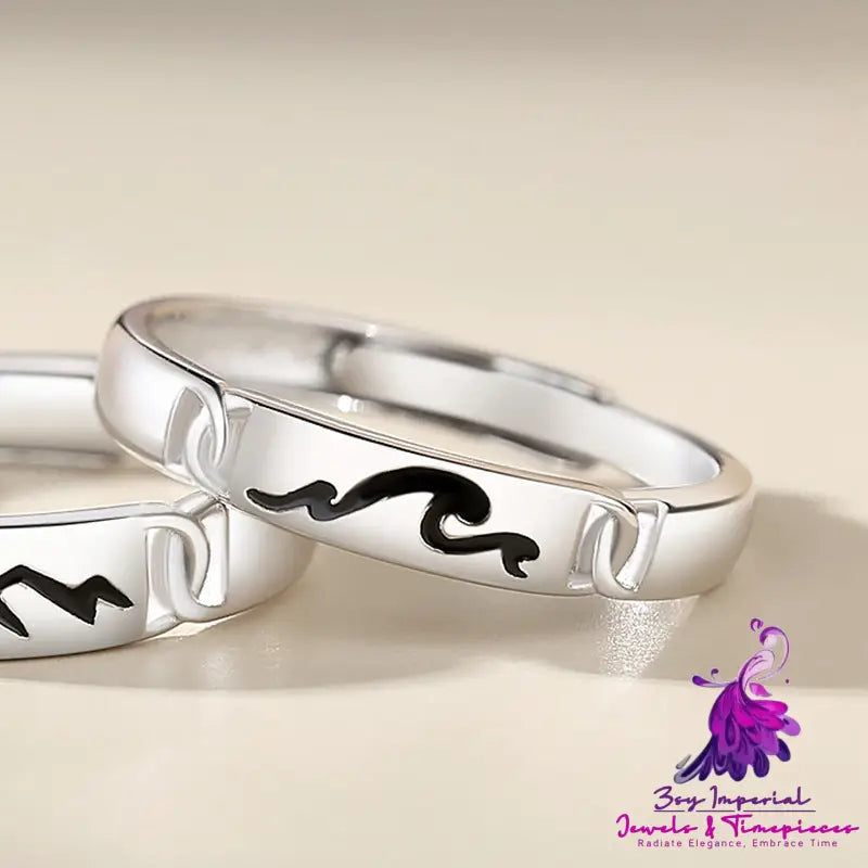 Original Mountain And Sea Accompanied Couples Ring