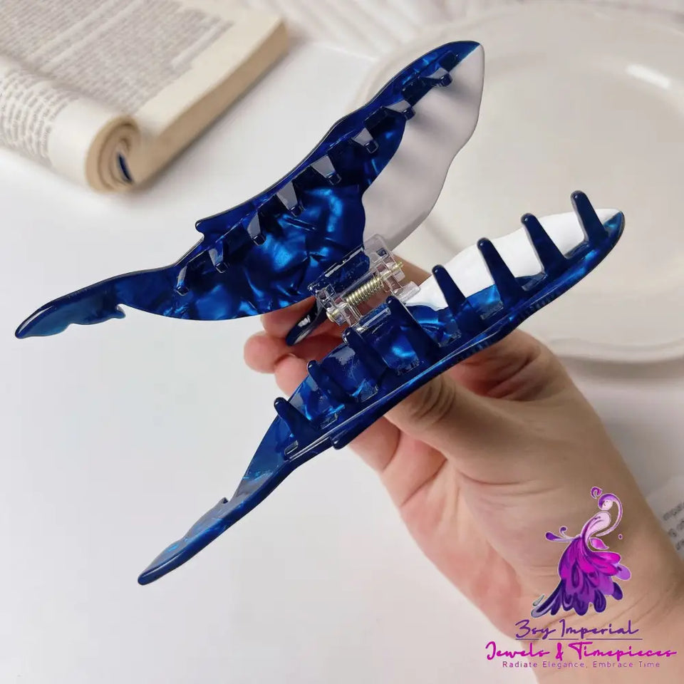 Personality Acetate Blue Whale Hair Clip