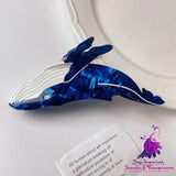 Personality Acetate Blue Whale Hair Clip