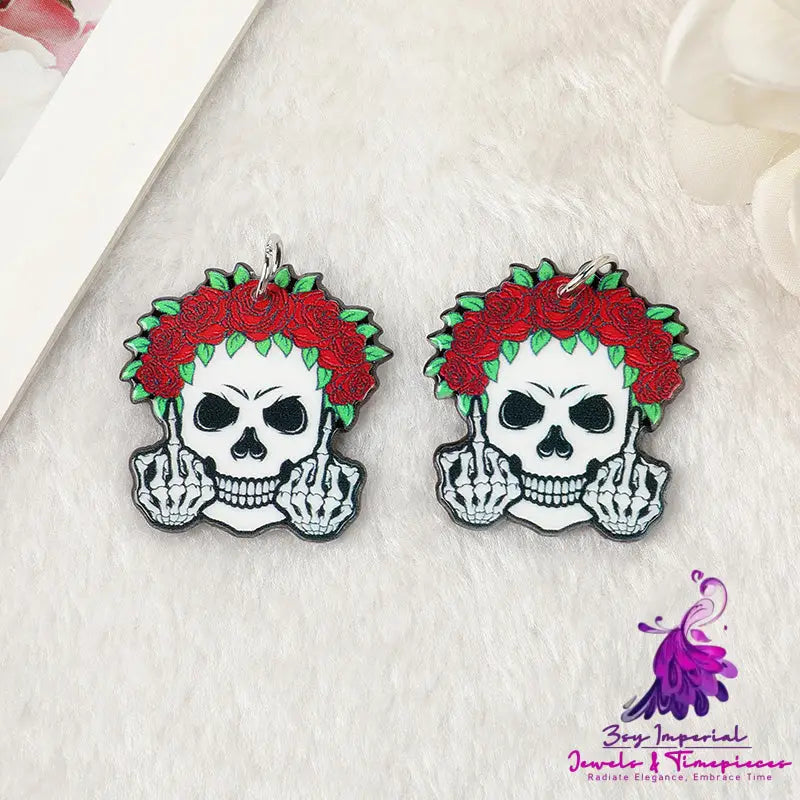 Halloween Middle Finger Skull Charms