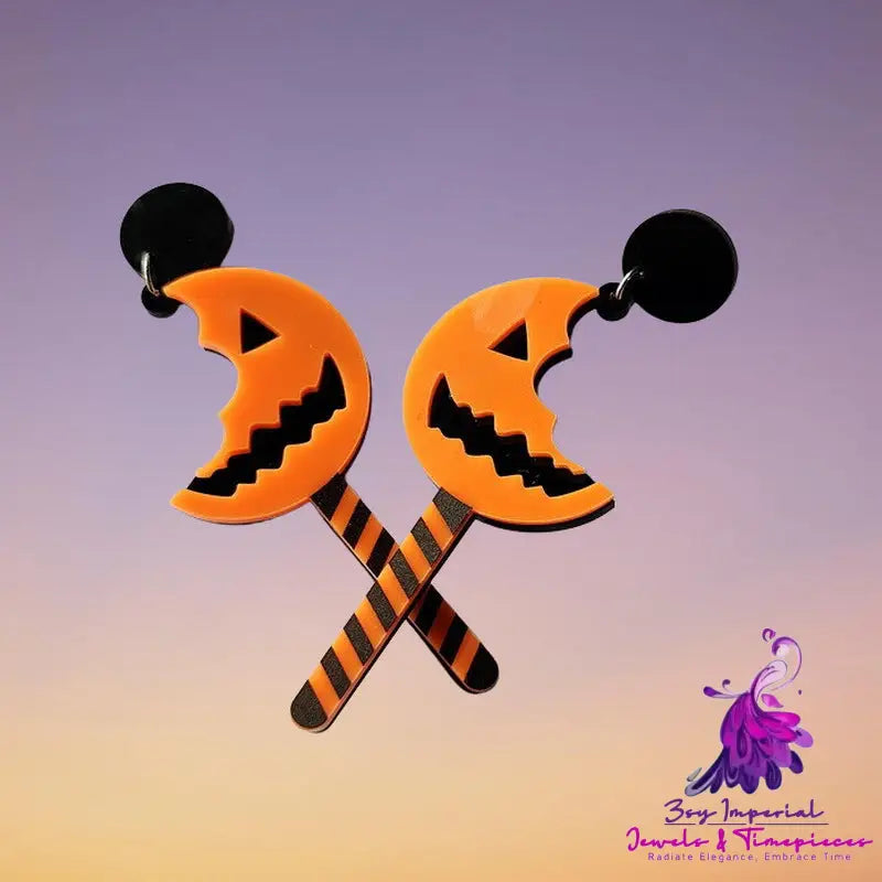 Halloween Pumpkin Bat Earrings Acrylic Cut Sense Carnival