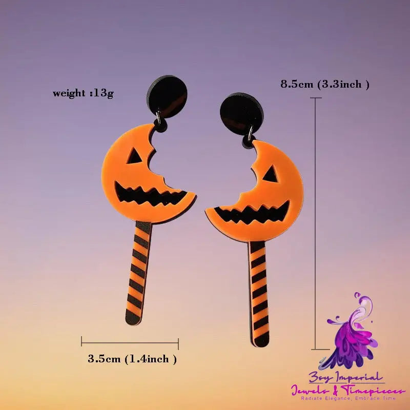 Halloween Pumpkin Bat Earrings Acrylic Cut Sense Carnival