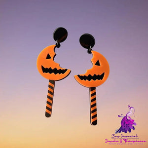 Halloween Pumpkin Bat Earrings Acrylic Cut Sense Carnival