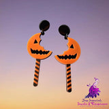 Halloween Pumpkin Bat Earrings Acrylic Cut Sense Carnival