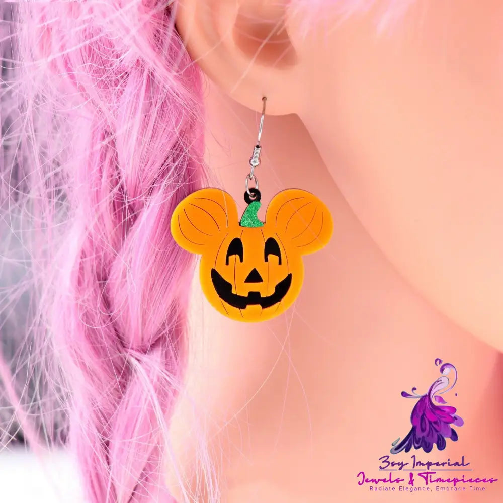 New Acrylic Pumpkin Head Earrings For Halloween