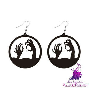 Round Acrylic Halloween Earrings