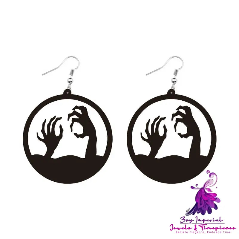 Round Acrylic Halloween Earrings