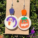 Acrylic Halloween Pumpkin Ghost Cat Element Earrings