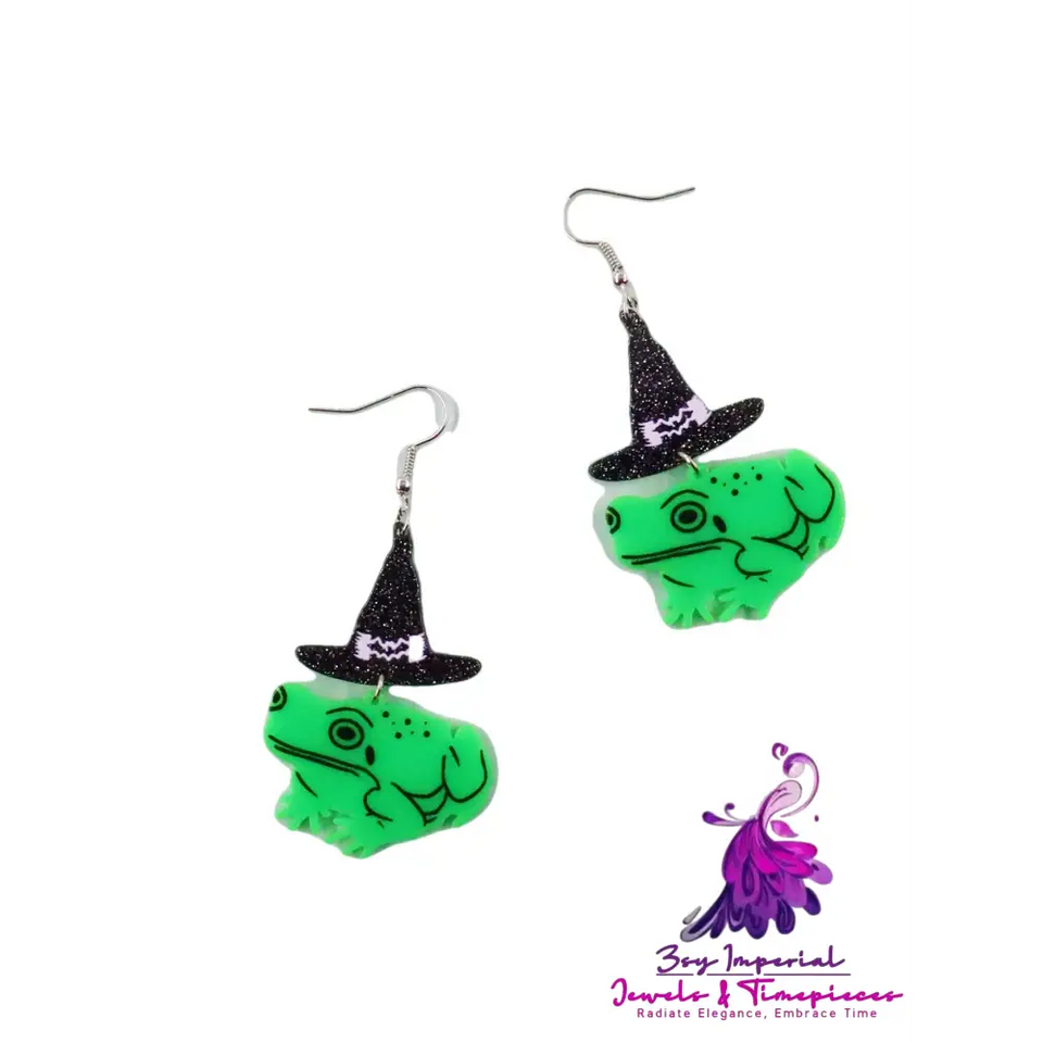 Acrylic Print Wizard Hat Earrings