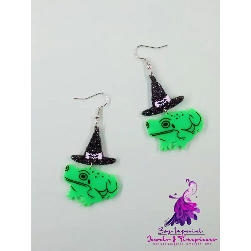 Acrylic Print Wizard Hat Earrings