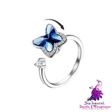 Rotating Butterfly Adjustable Open Ring