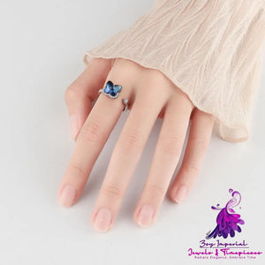 Rotating Butterfly Adjustable Open Ring