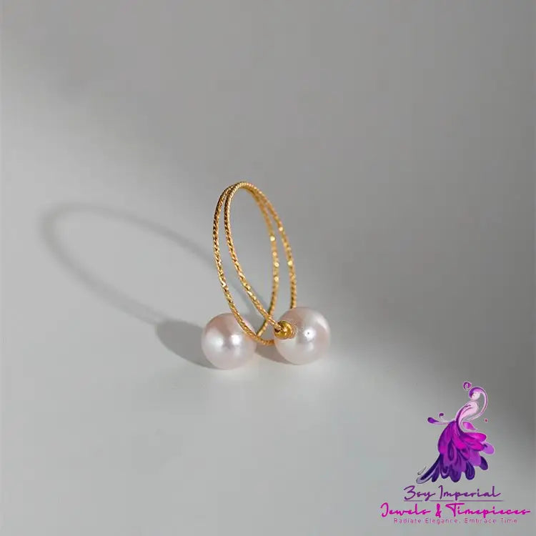 Elastic Gold Pearl Ring