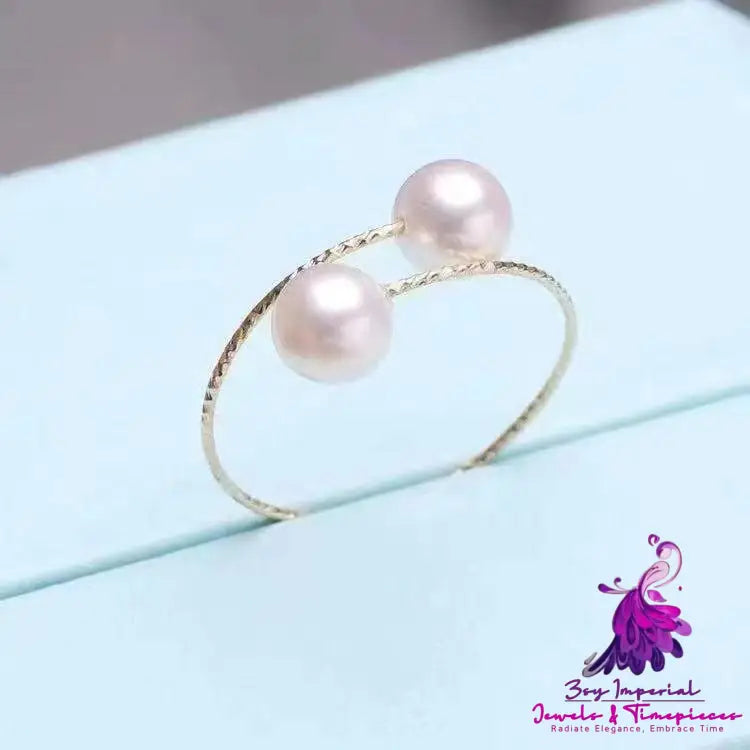 Elastic Gold Pearl Ring