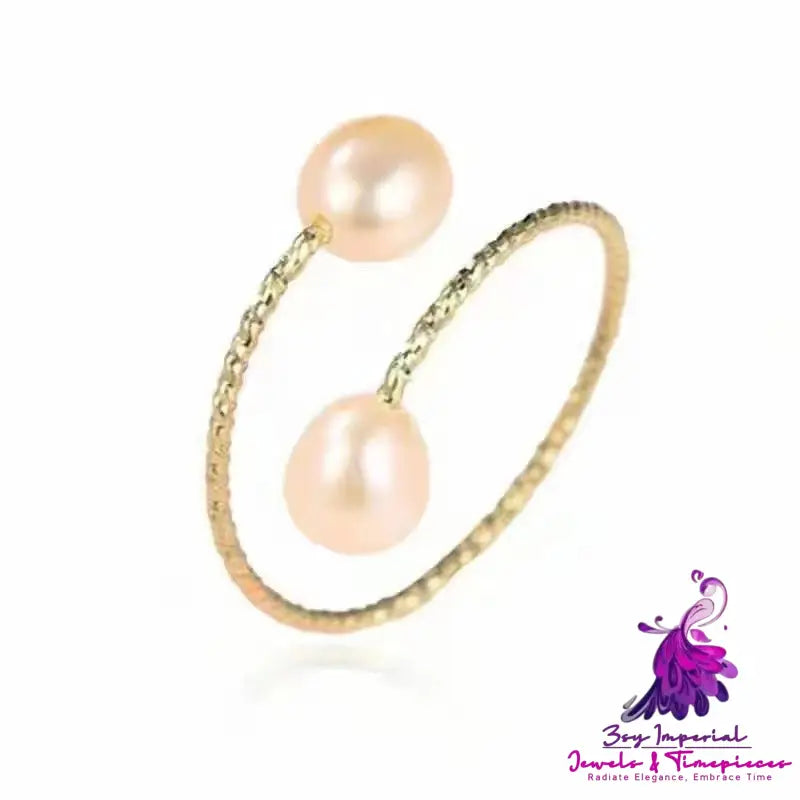 Elastic Gold Pearl Ring