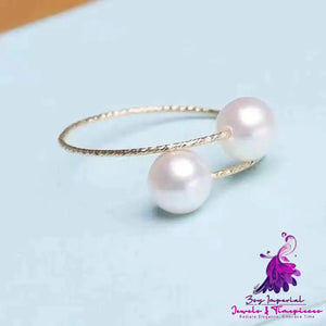 Elastic Gold Pearl Ring