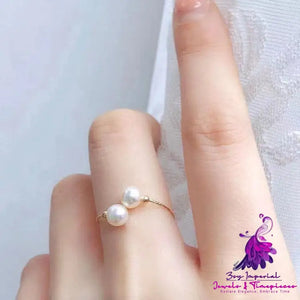 Elastic Gold Pearl Ring