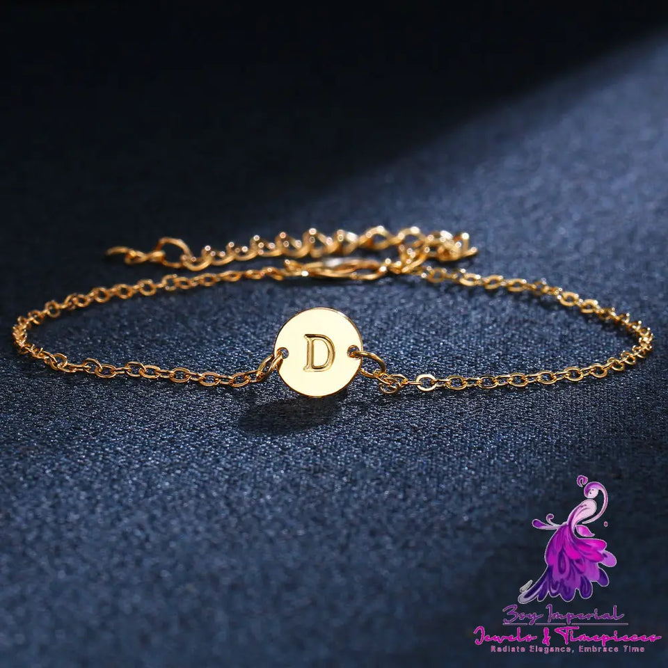 Adjustable Gold Color Letter Bracelet