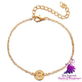 Adjustable Gold Color Letter Bracelet